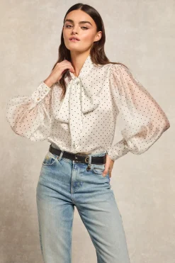 Ariella Blouse (White Polka Dot)