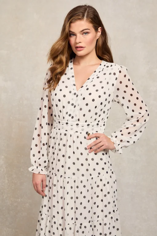 Bella Tiered Maxi Dress (White Black Polka Dot)