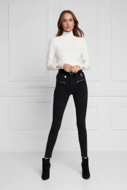 Buttoned Knit Roll Neck (Cream)