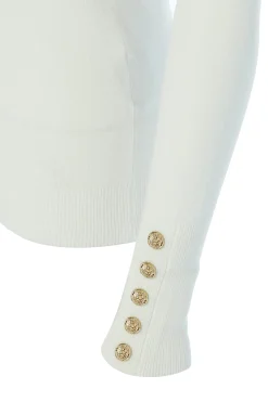 Buttoned Knit Roll Neck (Cream)