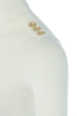 Buttoned Knit Roll Neck (Cream)