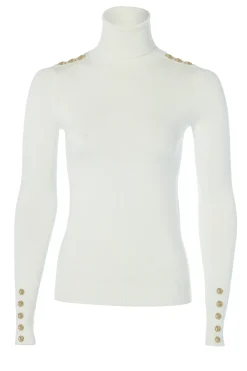 Buttoned Knit Roll Neck (Cream)
