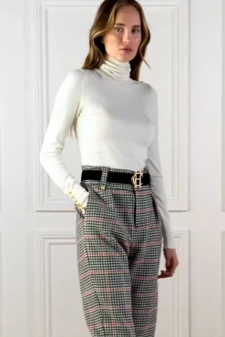 Buttoned Knit Roll Neck (Cream)