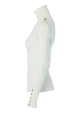 Buttoned Knit Roll Neck (Cream)