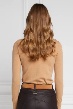 Buttoned Knit Roll Neck (Dark Camel)