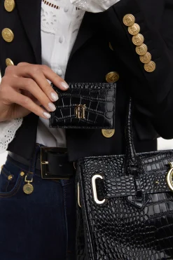 Chelsea Card Holder (Black Croc)