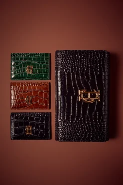 Chelsea Card Holder (Black Croc)