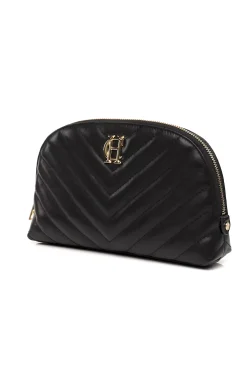 Chelsea Makeup Bag (Black Leather Quilt)