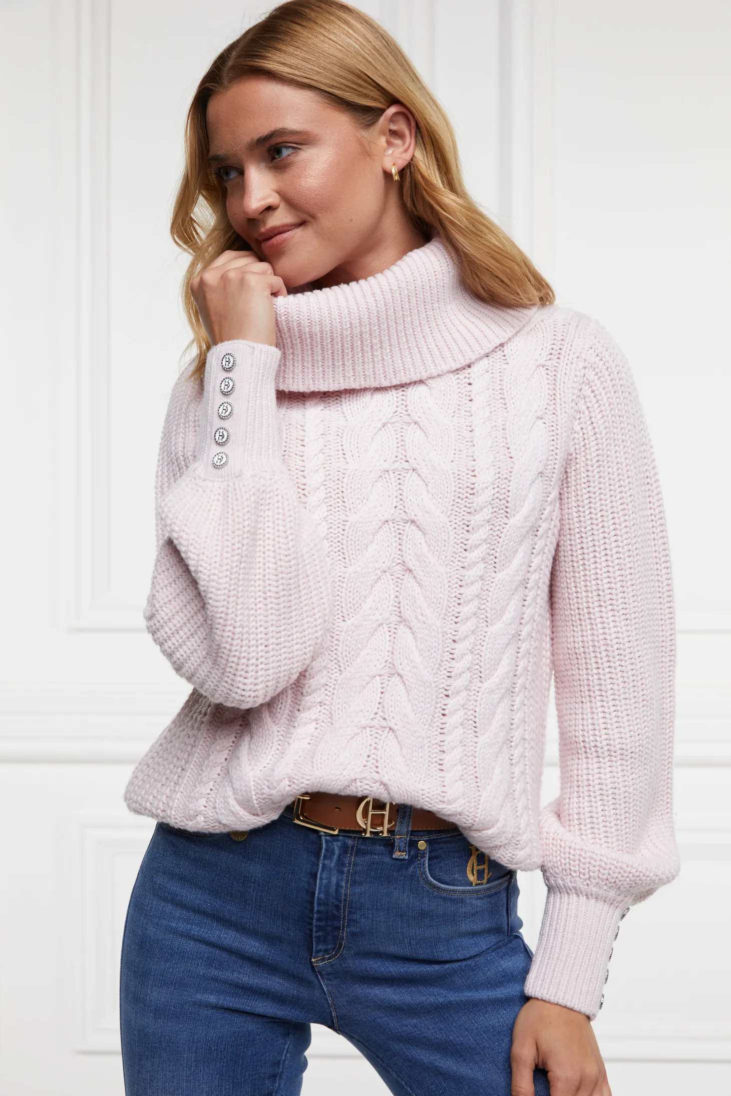 Corded Roll Neck Knit (Ice Pink)