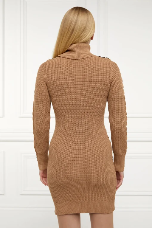 Country Roll Neck Dress (Caramel)