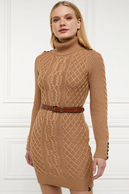 Country Roll Neck Dress (Caramel)