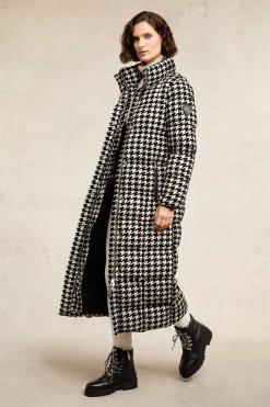 Crawford Longline Coat (Ecru Houndstooth)