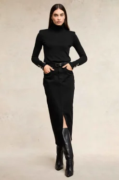 Denim Maxi Skirt (Black)