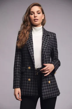 Double Breasted Blazer (Large Scale Charcoal Houndstooth)