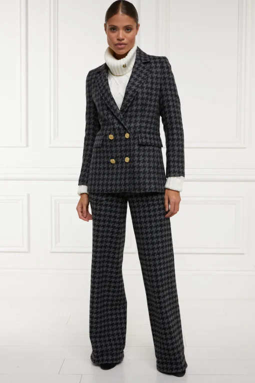 Double Breasted Blazer (Large Scale Charcoal Houndstooth)
