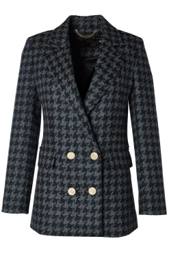 Double Breasted Blazer (Large Scale Charcoal Houndstooth)