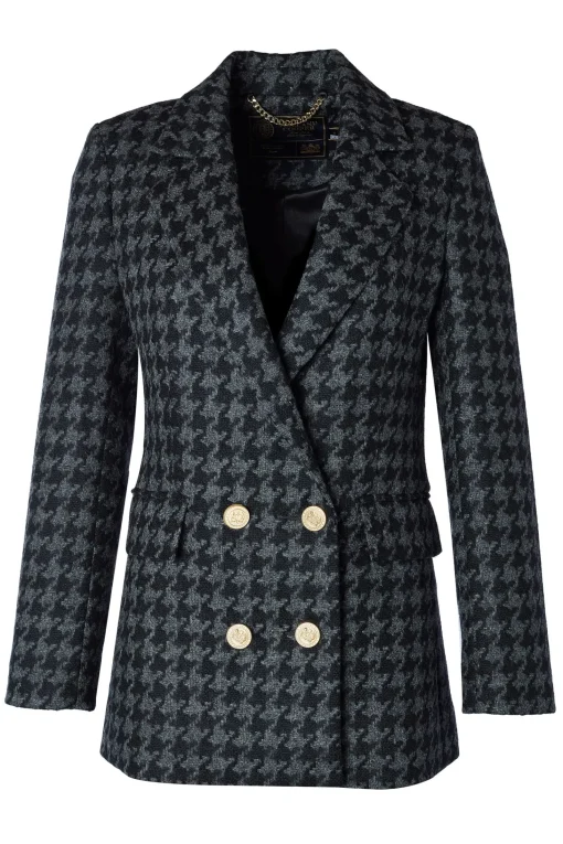 Double Breasted Blazer (Large Scale Charcoal Houndstooth)