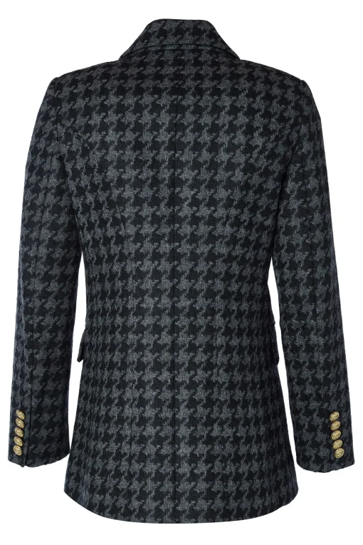 Double Breasted Blazer (Large Scale Charcoal Houndstooth)