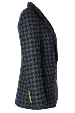 Double Breasted Blazer (Large Scale Charcoal Houndstooth)
