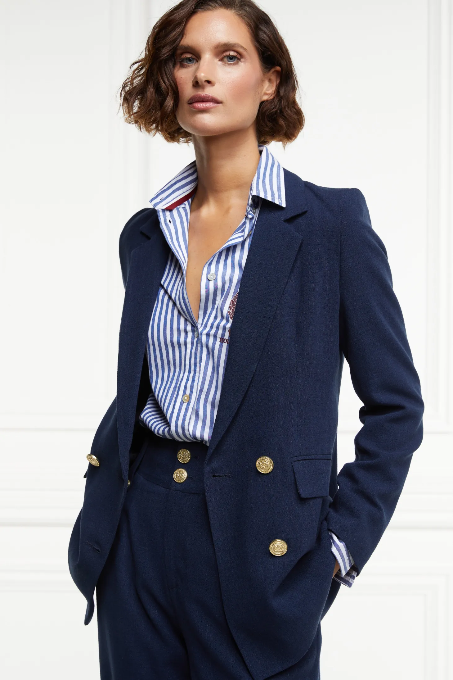 Double Breasted Blazer (Navy Linen)