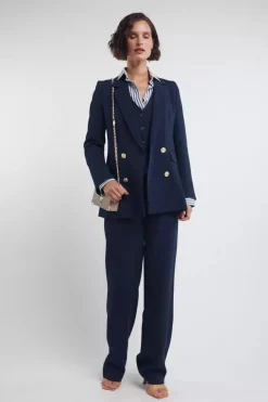 Double Breasted Blazer (Navy Linen)