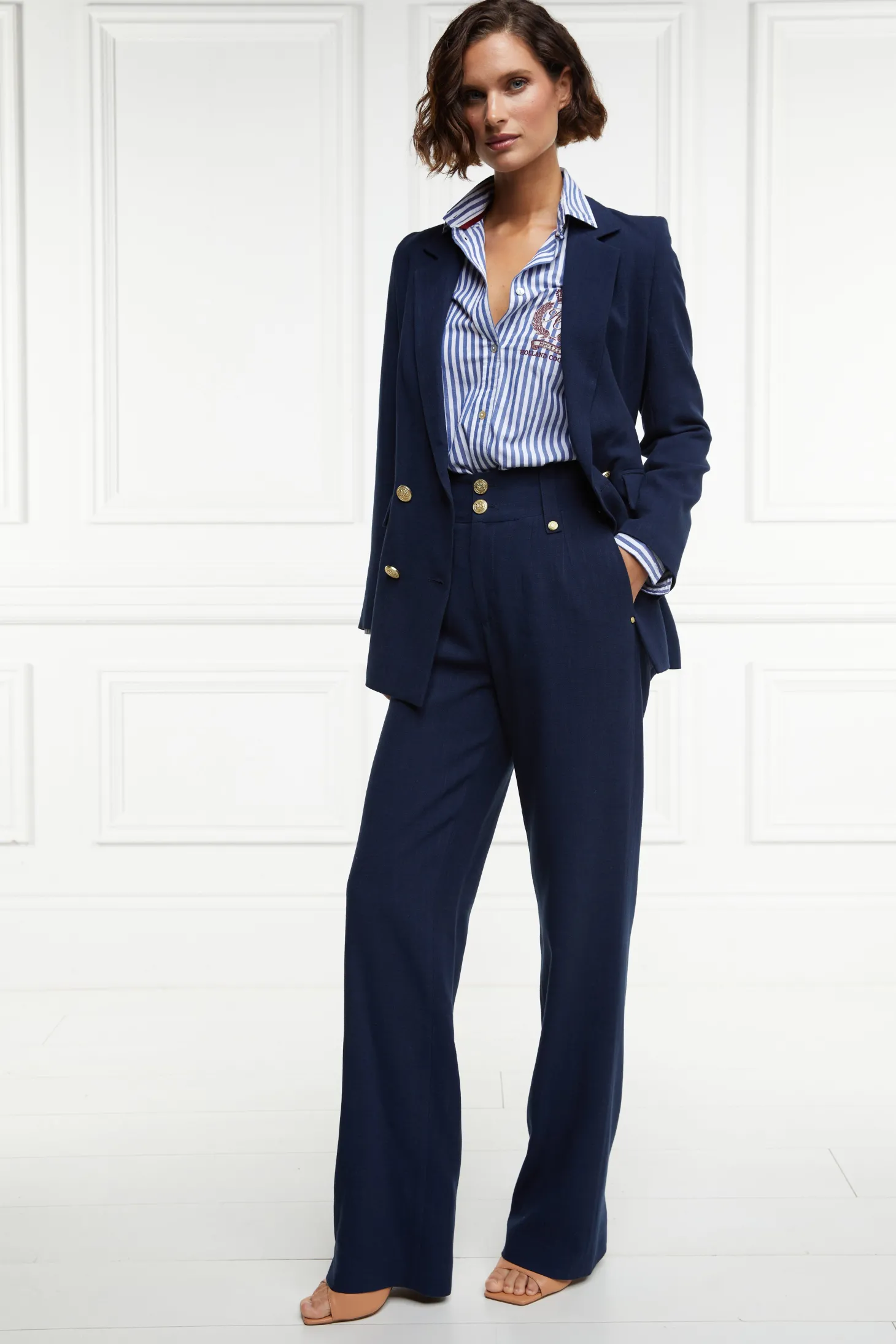 Double Breasted Blazer (Navy Linen)