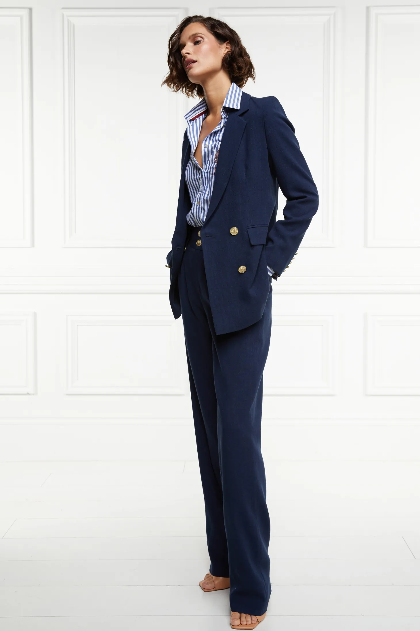 Double Breasted Blazer (Navy Linen)