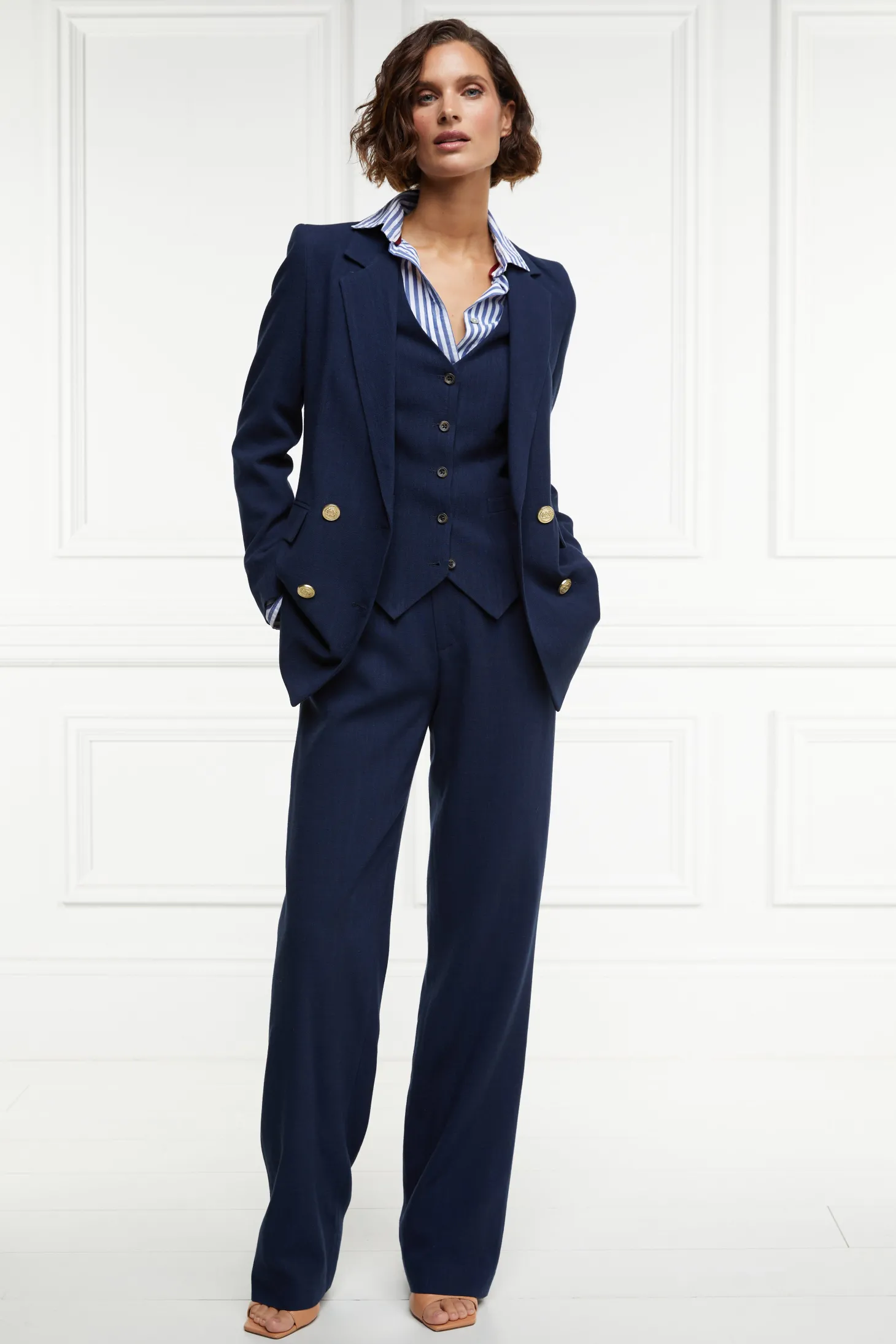 Double Breasted Blazer (Navy Linen)