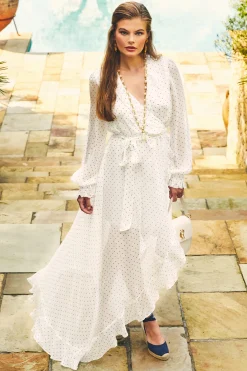 Ellisa Maxi Dress (Ecru Polka Dot)