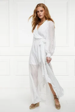 Ellisa Maxi Dress (Ecru Polka Dot)