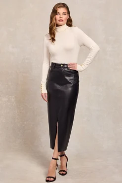 Faux Leather Maxi Skirt (Black)