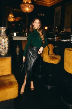 Faux Leather Maxi Skirt (Black)