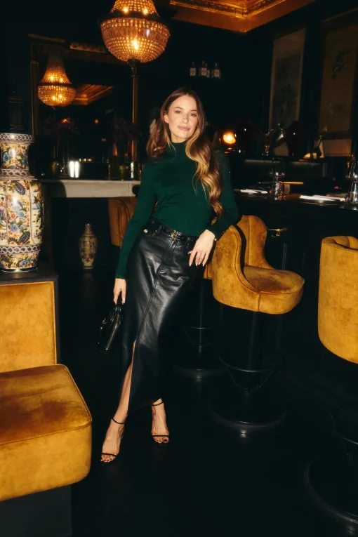 Faux Leather Maxi Skirt (Black)
