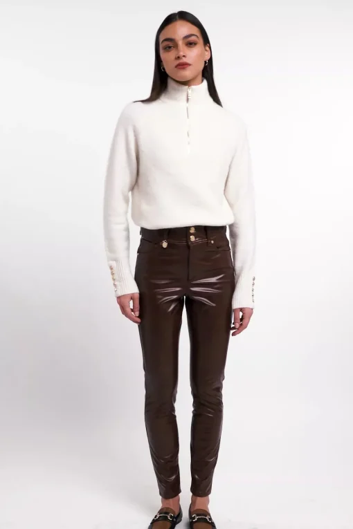 Faux Leather Skinny Jean (Burnished Tan)