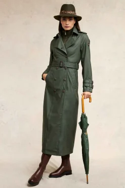 Full Length Kendal Waterproof Trench Coat (Evergreen)