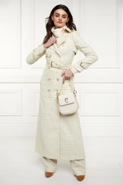 Full Length Marlborough Trench Coat (Ivory Sparkle Tweed)