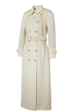 Full Length Marlborough Trench Coat (Ivory Sparkle Tweed)