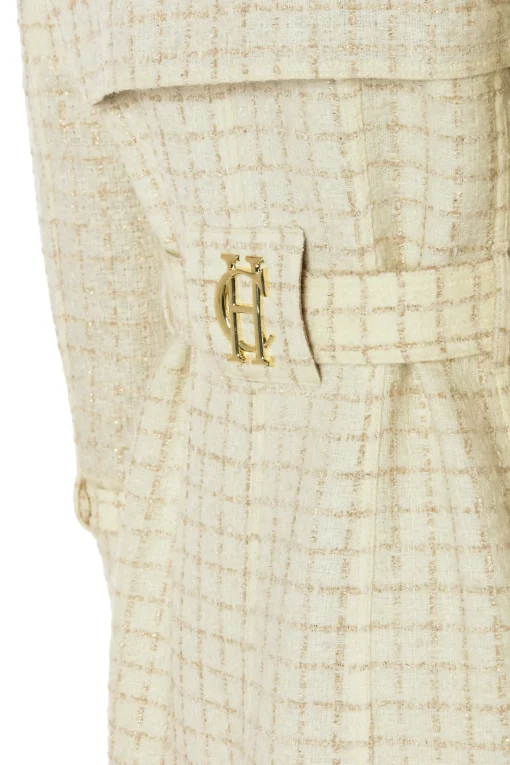 Full Length Marlborough Trench Coat (Ivory Sparkle Tweed)