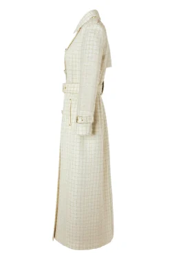 Full Length Marlborough Trench Coat (Ivory Sparkle Tweed)