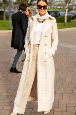 Full Length Marlborough Trench Coat (Ivory Sparkle Tweed)
