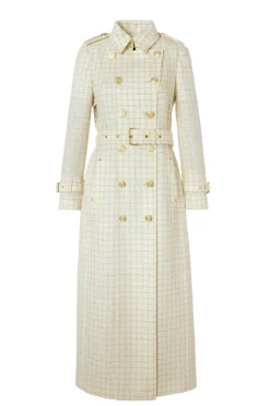 Full Length Marlborough Trench Coat (Ivory Sparkle Tweed)