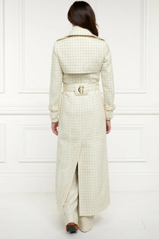 Full Length Marlborough Trench Coat (Ivory Sparkle Tweed)