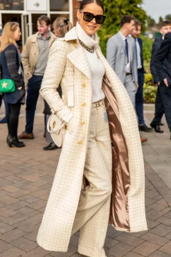 Full Length Marlborough Trench Coat (Ivory Sparkle Tweed)