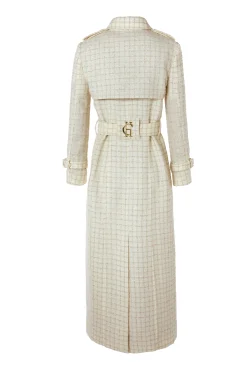Full Length Marlborough Trench Coat (Ivory Sparkle Tweed)