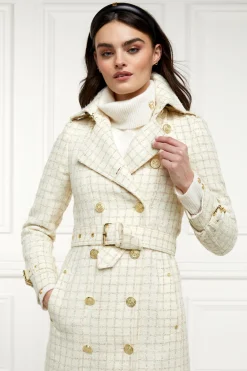Full Length Marlborough Trench Coat (Ivory Sparkle Tweed)