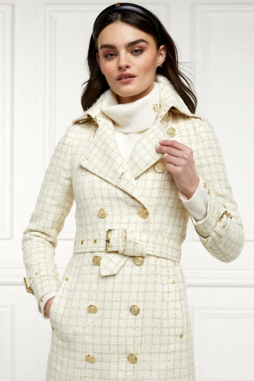 Full Length Marlborough Trench Coat (Ivory Sparkle Tweed)