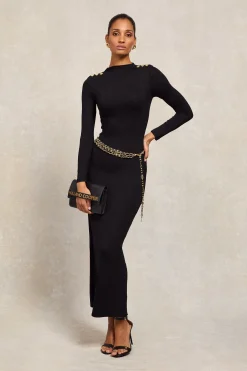 Harper Long Sleeve Maxi Dress (Black)