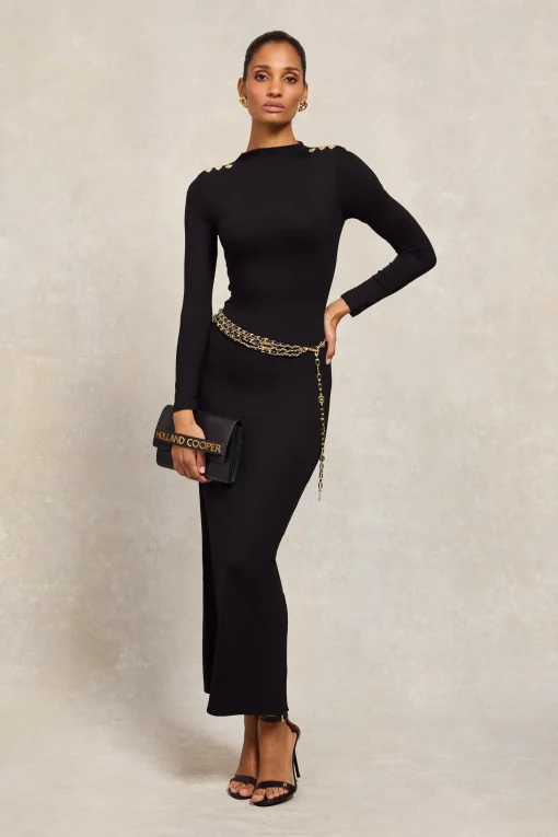 Harper Long Sleeve Maxi Dress (Black)