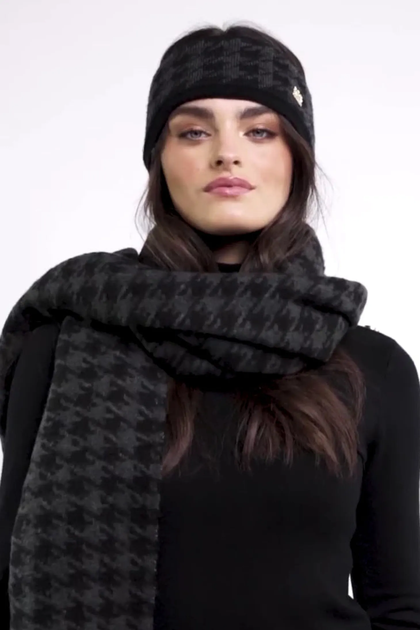 Heritage Headband (Grey Houndstooth)