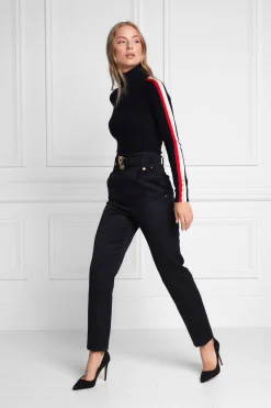 High Waisted Peg Trouser (Navy Barathea)